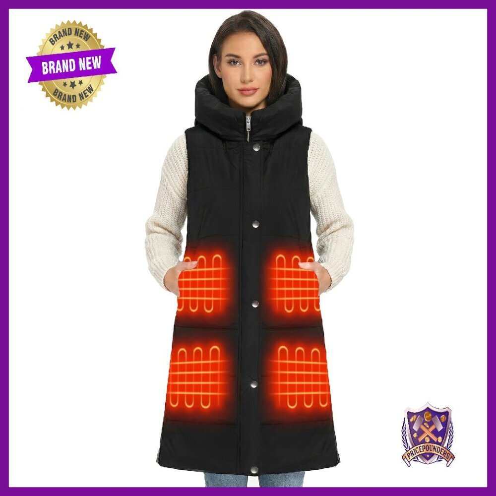 Long Heated Vest Women 6-Zone Battery-Powered Winter Outdoor Coat